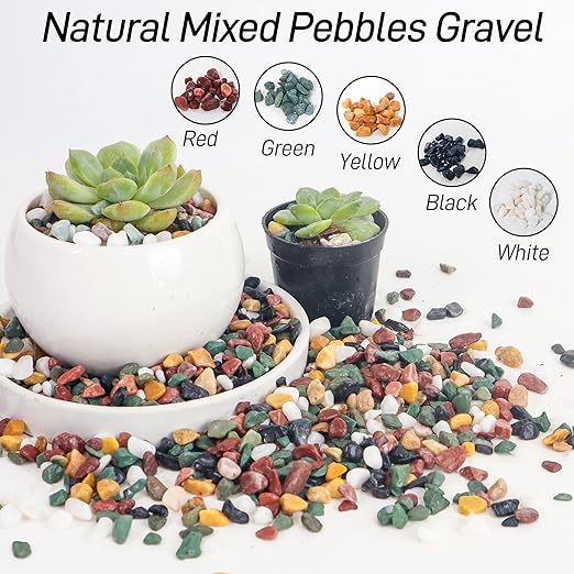 7lb Aquarium Gravel for Plants, 1/4Inch Fish Tank Gravel for Succulent Cactus and Bonsai, Decorative River Rocks Pebbles for Gardening, Flower Pots, Landscaping,Terrarium