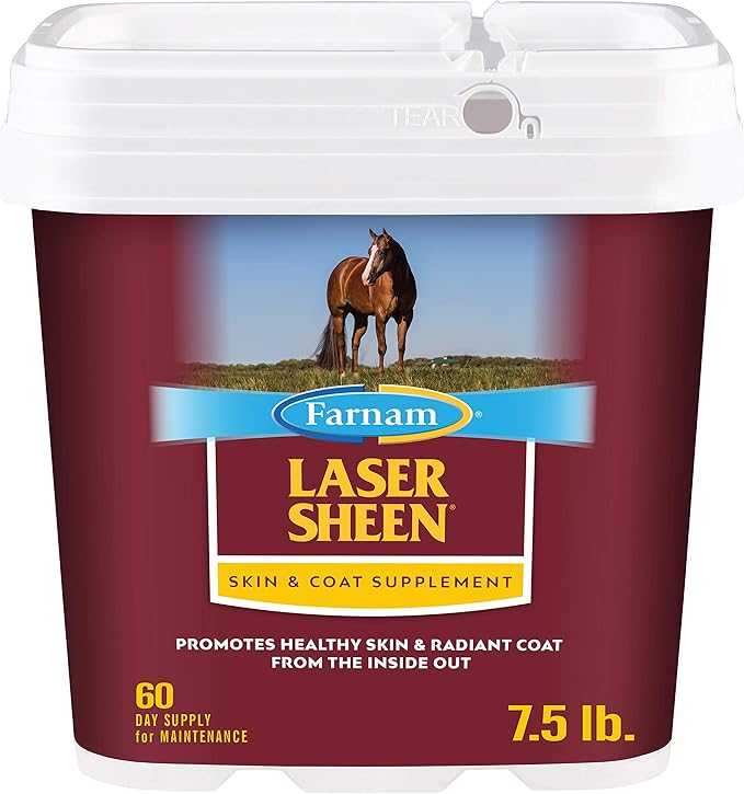 Farnam Laser Sheen Skin & Coat Supplement for Horses, Promotes Healthy Skin & Radiant Coat from The Inside Out, 7.5 Pound, 60 Day Supply