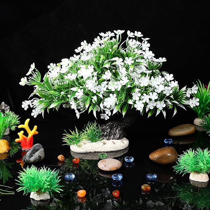 Didiseaon Aquarium Artificial Plants Decor, Tree Grass Plastic Ornament for Fish Tank Accessories Aquarium Decorations