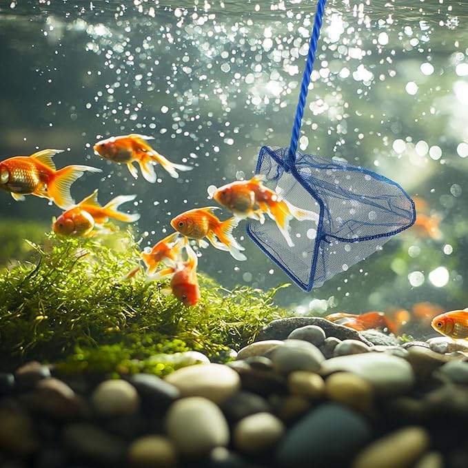 Mogoko 2 Pack Aquarium Net Fish Net, Small Net, Multi-Size Fine Mesh Aquarium Net with Long Plastic Handle for Fish Tank