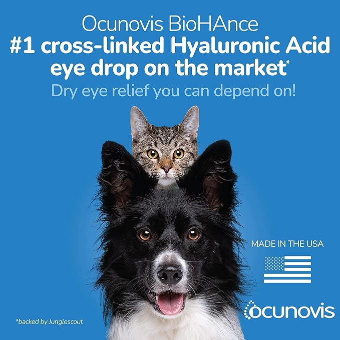 Sentrx - Ocunovis Gel Eye Drops for Dogs and Cats with Dry Eyes, Hydrating Cat and Dog Eye Drops with Hyaluronic Acid, Non-Blurring and Non-Stinging Artificial Tears, 5 ml, 3 Pack