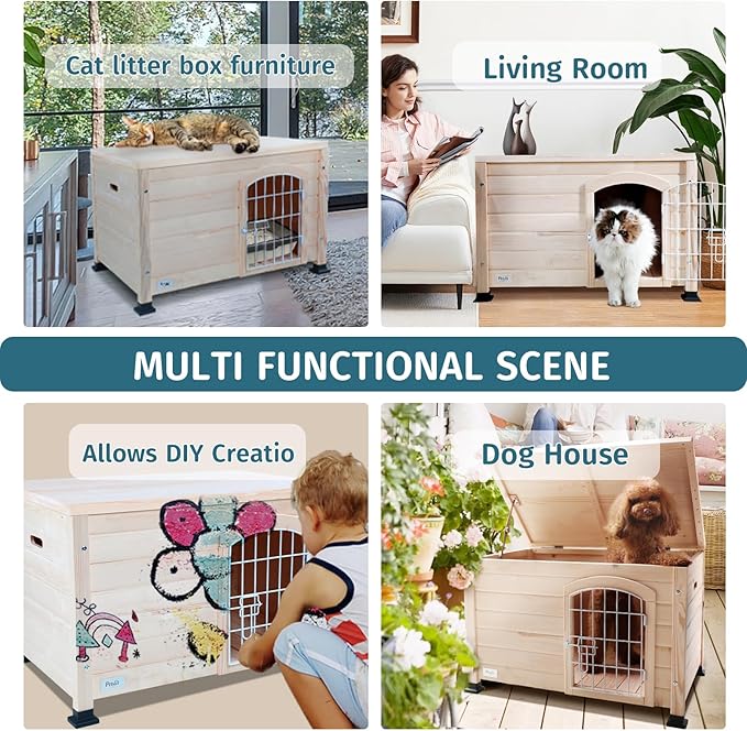 Petsfit Modern Pet Home Enclosure with Concealed Litter Area, Elegant Cat Furniture with Entryway, Indoor Pet Shelter & Side Table, Ideal for Cats and Small Pets Under 22lbs,31" L x 20.5" W x 20.5" H