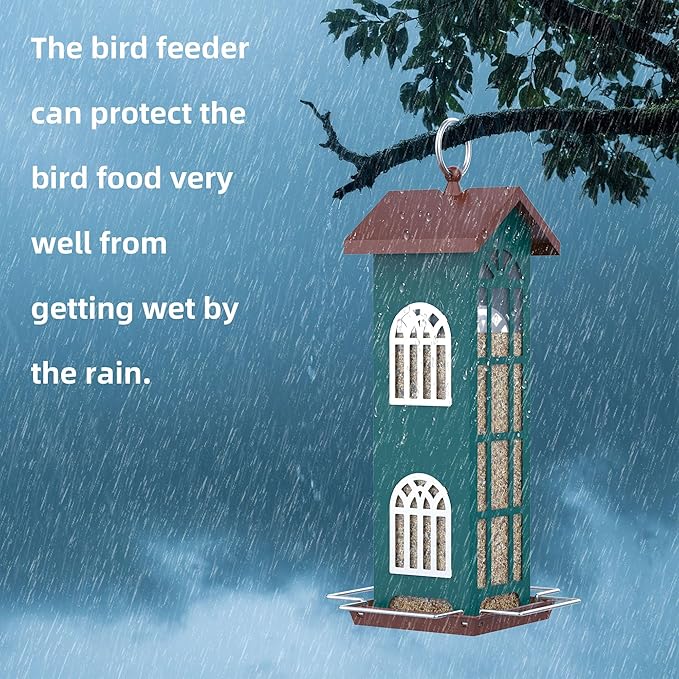 Metal Bird Feeder The Most Popular Bird Feeders for Outdoors Hanging,Waterproof and Rust-Proof,Easy Cleaning,Wild Bird Feeders Attracting Chickadees Goldfinches Cardinals Finches and Sparrows