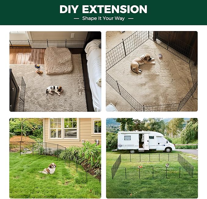 FXW MiniPaws Unleashed Dog Playpen for Yard & RV Camping, Expandable 32-inch 24 Panels for Small and Medium Dogs, Portable for Indoor and Outdoor Use