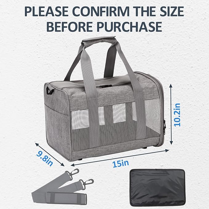 kathson Small Animal Carrier Bag, Guinea Pig Rabbit Travel Carrier Breathable Mesh Window Pet Portable Hand Bag for Hamster Bird Bunny Bearded Dragon Kitty and Etc (Grey)