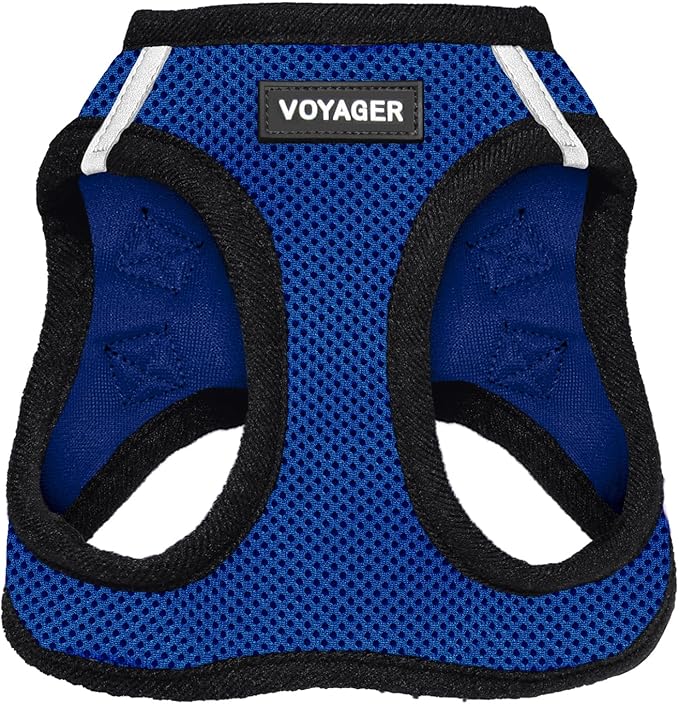 Best Pet Supplies - All Weather Mesh, Reflective, No Pull Harness for Small, Medium Dogs, Cats - Secure with Hook & Loop Fastener, Buckle, Double D-Rings - Royal Blue/Black Trim, XXS