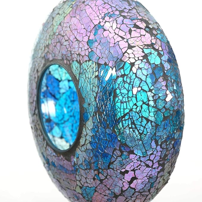 Fly Through Wild Bird Feeder Garden Hanging Bird Feeder Mosaic Circle Squirrel Proof for Outdoor Decoration,Blue