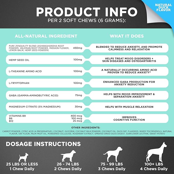 Googipet Hemp Calming Chews for Dogs - Separation Anxiety Relief for Dogs, Non-Drowsy Dog Calming Chews - Anxiety Relief Treats with Valerian Root, & Hemp - Helps Aid with Thunder, Shaking & Barking