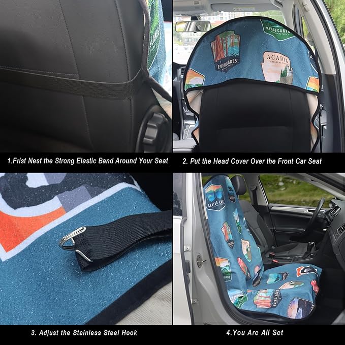 Car Seat Cover Protector Front Seats,for Gym Workout,Running,Swimming,Beach and Hiking,Waterproof Sweat Towel Bucket Seat Covers for Trucks SUV Jeep (National Parks, 1Pcs)