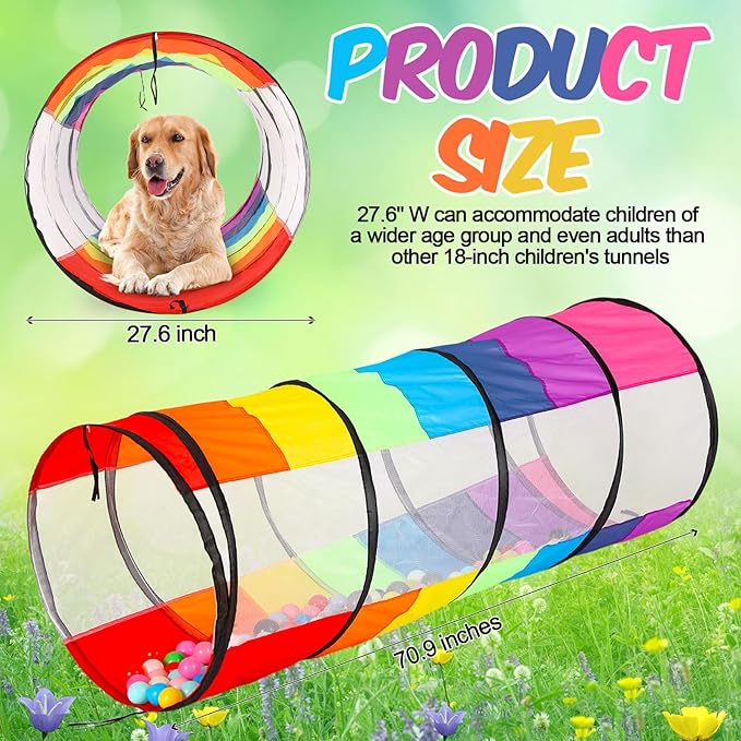 27.6 Inch Extra Large Play Tunnel for Kids Pop Up Crawl Tunnels Colorful Crawls Tube for Toddler Collapsible Tunnel Toy Gift with Breathable Mesh for Children Pet Indoor Outdoor(1 Pcs)