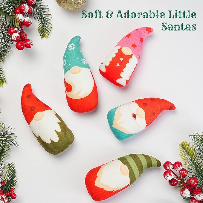 Christmas Catnip Toys Interactive Cats 5PCS Cat Nip Toy/Kitten Chew Plush Gift/Best Play Kick Stuff/Kitty Stuffed Teething Pillow/Cute and Soft Dental Gifts