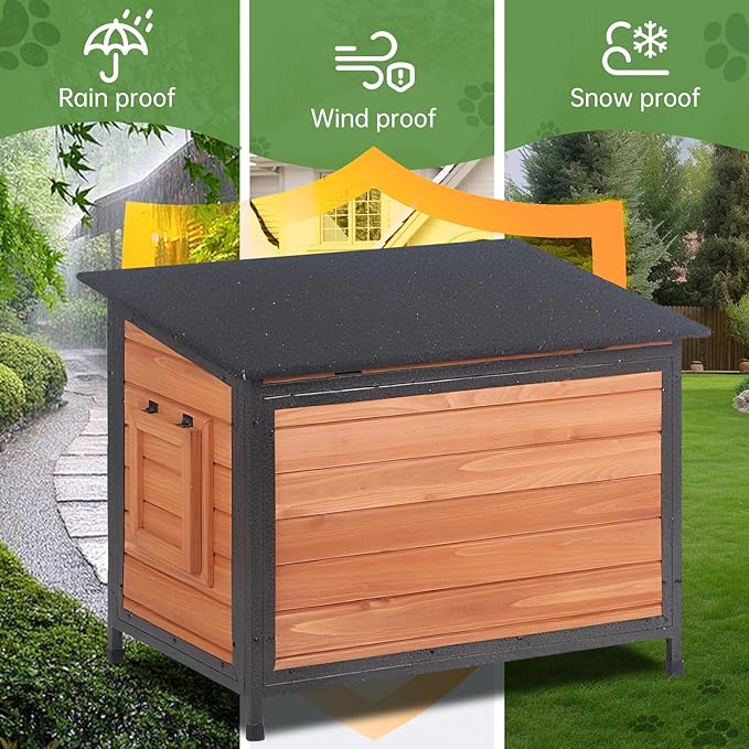 Outdoor Dog House Insulated with Openable Roof Floor for Effortless Cleaning Dog Kennel Weatherproof