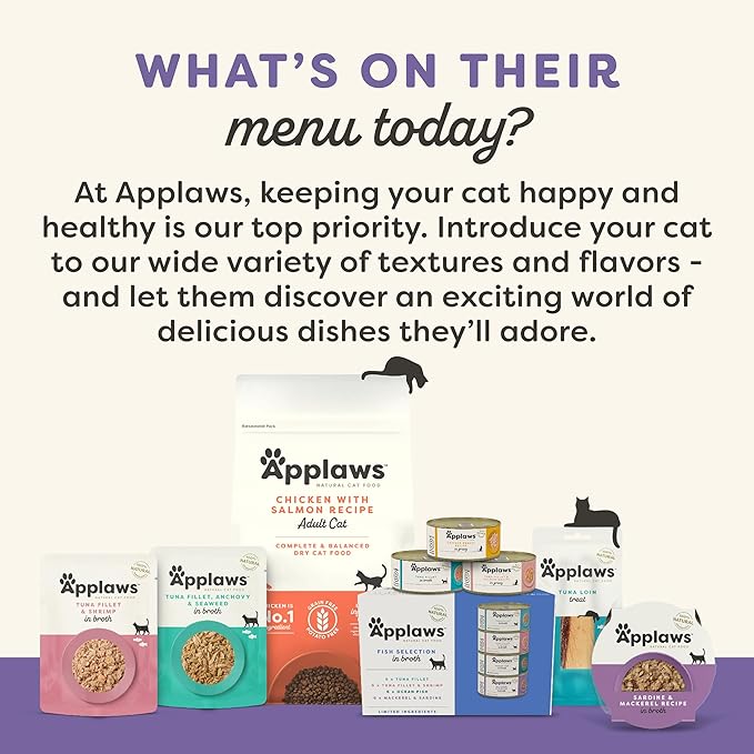 Applaws Natural Wet Canned Cat Food, Limited and Natural Ingredients, High Protein with No Artificial Additives, Chicken Selection Variety Pack in Broth (12 x 2.47oz Cans)