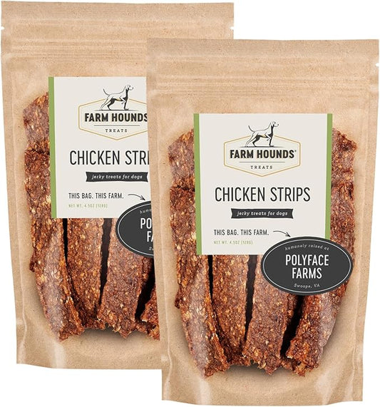 Farm Hounds - Chicken Strips - Premium Natural Jerky for Dogs - 100% Humanely Raised Chicken- Break-to-Size - Great for Training & Treats - No Added Fillers - Made in USA - 2 Pack
