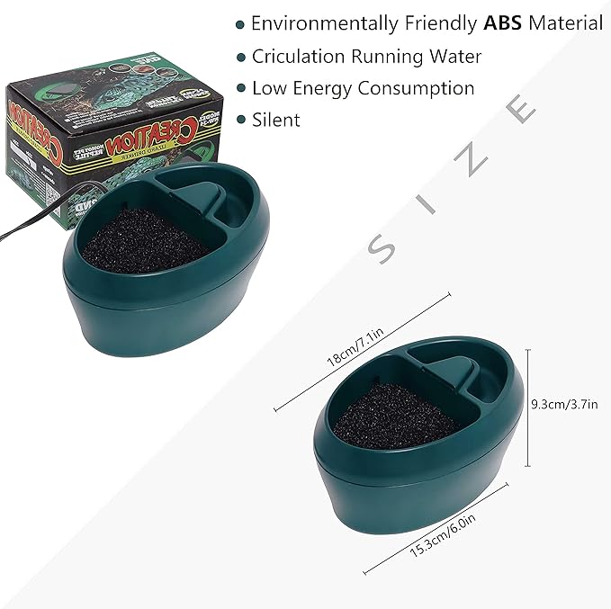 Reptile Waterfall Fountain & Feeder - Automatic Water Dispenser, Food Trough for Chameleon, Bearded Dragon, Turtle, Snake, Frog, Gecko