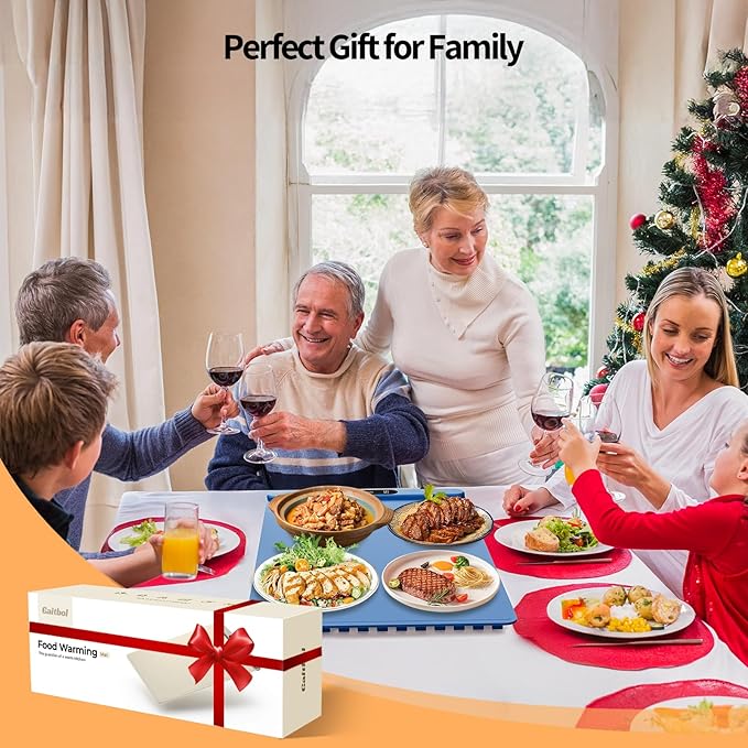 Electric Warming Mat for Food, 15"x23.6" Roll Up Portable Warmer With 6 Temperature Levels, Silicone Heating Mat for Parties Buffets Gatherings Holidays Daily Use