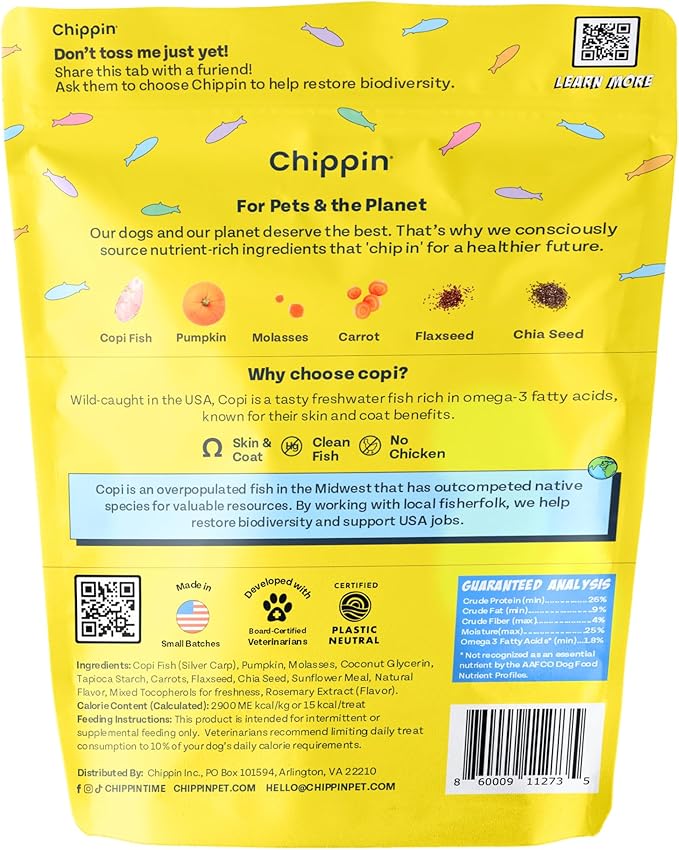 Chippin Dog Birthday Soft Treat, Great Gift, Wild-Caught Fish, Pumpkin Jerky for Dogs, No Chicken, Grain-Free, Hypoallergenic | Made in USA