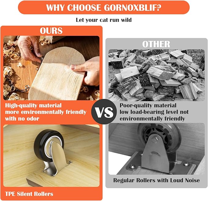 Cat Exercise Wheel for Indoor Cats, 36" Cat Treadmill Wheel with Detachable Carpeted Runway, Natural Solid Wood Sturdy Running Wheel for Running/Training/Walking, Suitable for Most Cats