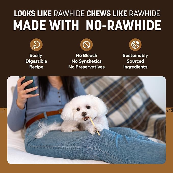 Earth Animal No-Hide Stix Venison Recipe Natural Rawhide Alternative Dog & Cat Chews - 20 Count Value Pack