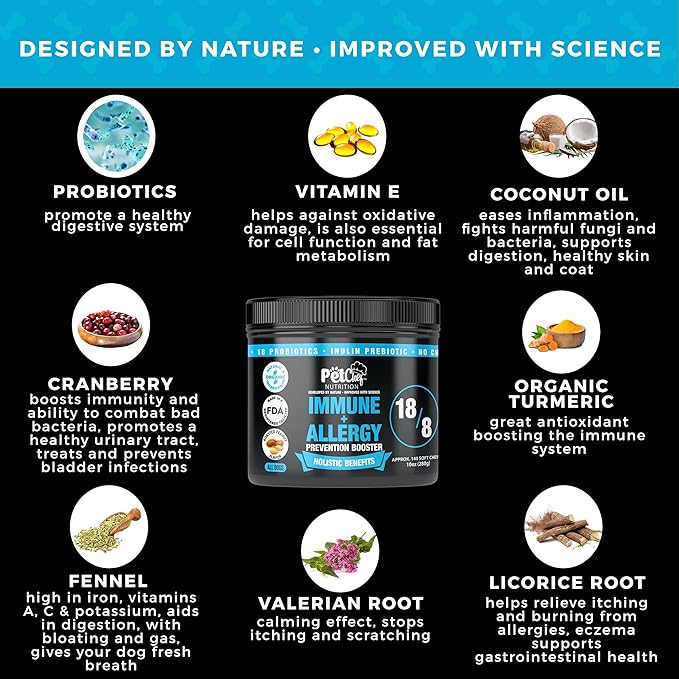 Pet Chef Dog Immune Allergy Supplements. Stop Dog Itching. Increase Canine Comfort Needing Anti Itch Relief and Reduces HotSpots & Skin Rashes Prevention - Big Value! 140ct Made in USA
