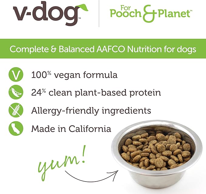 V-dog Vegan Kibble Dry Dog Food, 30 lb, with Plant Based Protein