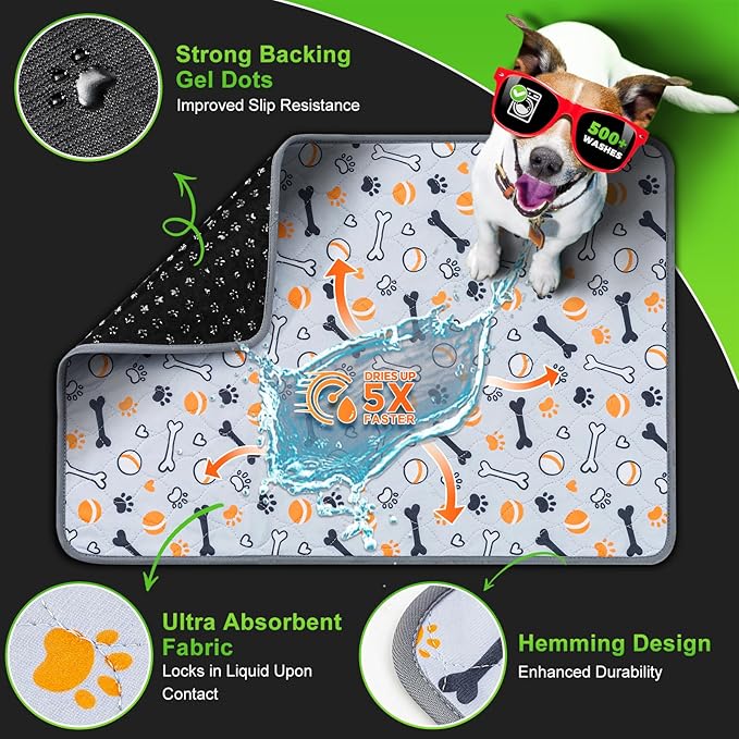 Hompet Dog Grass Pad with Tray Large, 52.7"x35", 2 Reusable Artificial Turf for Dogs Potty, Waterproof Non-Slip Washable Pee Pads, Quickly Absorbency Portable Dog Litter Box for Indoor/Outdoor Use