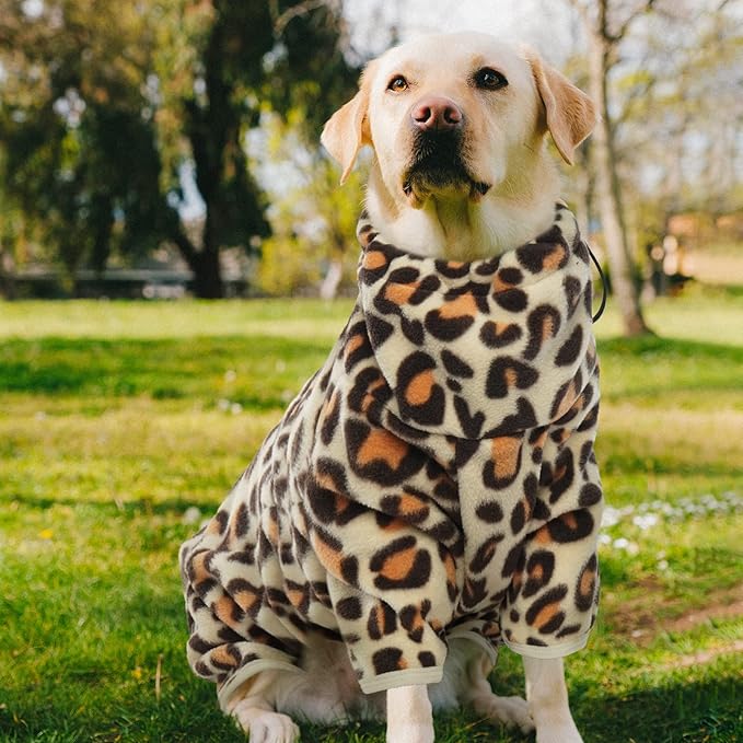 ROZKITCH Dog Winter Coat Soft Fleece Pullover Pajamas, Pet Windproof Warm Cold Weather Jacket Vest with Luminous Zipper, Jumpsuit Apparel Outfit Clothes for Small Medium Large Dog Brown L