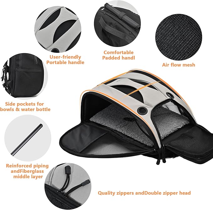 Security Privacy Cat Carrier Backpack Kitten Carry Bag Chihuahua Puppy Weekend Travel Backpack Small Cat Overnight Carrier for Hamster/Cats/Rabbit Comfortable Travel Backpack for Small Pet