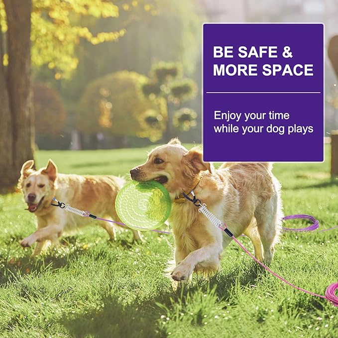 Snagle Paw Heavy Duty Long Dog Leads for Yard 200FT-1000LBS Break Strength,Dog Tie Out Cable with Swivel Lockable Hook & Spring,Chew Proof Dog Chain for Outside,Dog Run Cable for Medium Large Dogs