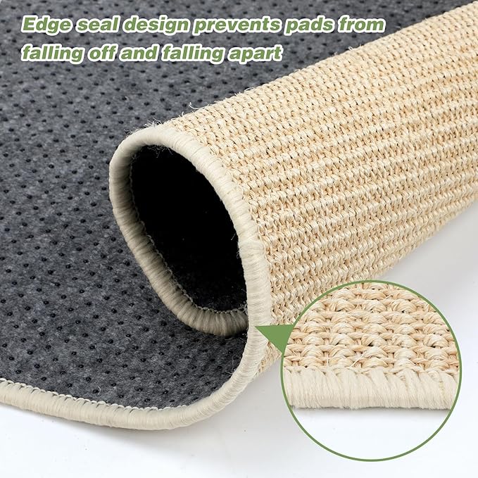 FHTONGE 2 Pcs Sisal Rabbit Scratching Mats for Cage Bedding, Large Bunny Scratch Pads Rabbit Mat with Non-Slip Base, Rabbits Chew Toy Grass Mats for Claw Teeth Grinding Biting Sleeping Nesting Cooling