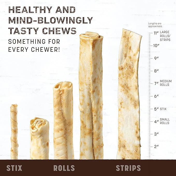 Earth Animal No Hide Strips Strawberries & Cream Flavored Vegetarian Natural Treats | No Rawhide | Quick & Thin Dog Chews - 16 Count