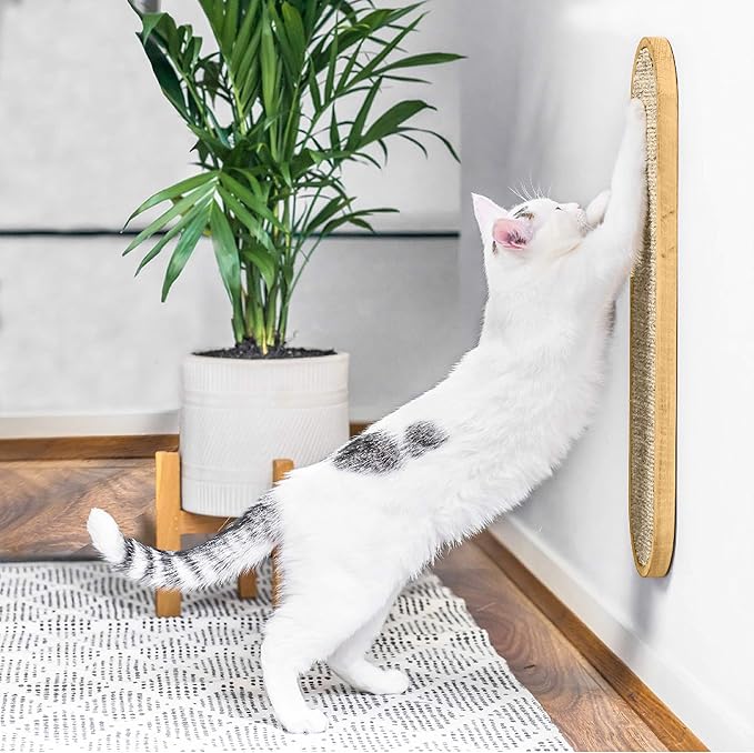 7 Ruby Road Wall Mounted Cat Scratcher - Indoor Vertical Scratching Board for Cats - Scratch Pad Post - Wall Furniture (Cream)