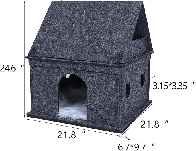 2-Tier Indoor Cat Apartment,Cozy Pet Cat Bed, Hideaway, and Sturdy Cat Castle for Multiple and Large Cats