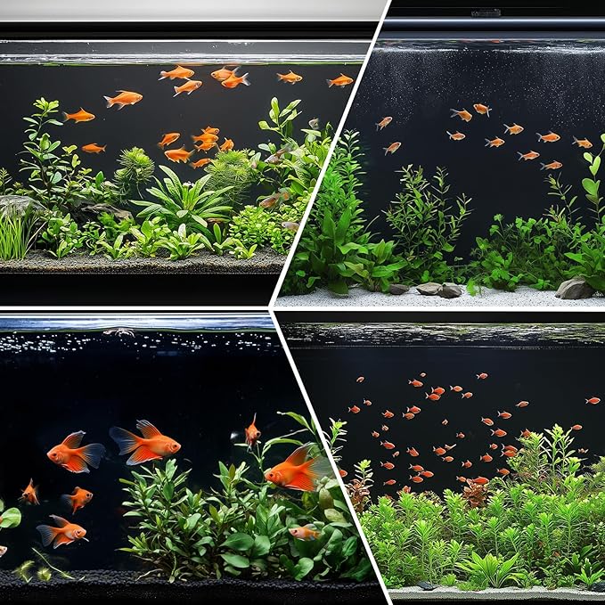 Aquarium Background Paper Decor Fish Tank Backdrop Wallpaper Electrostatic Adhesive, No Glue, Easy to Install, Reusable (19.7”H×59.1" L, Black)
