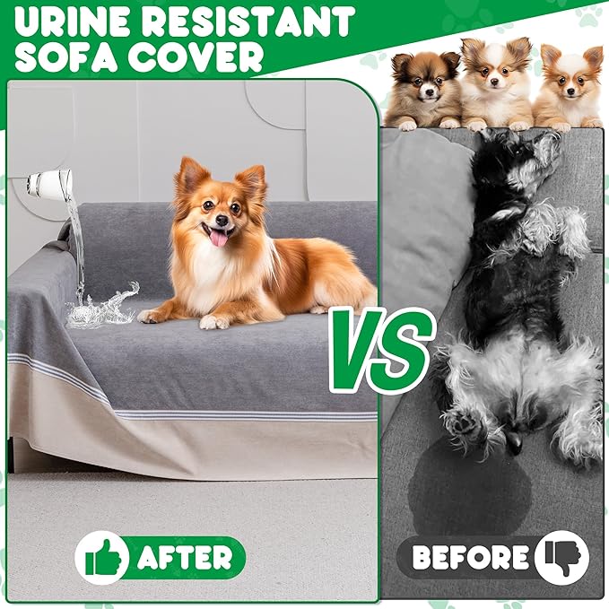 Cat Scratch Furniture Protector - Anti-Slip, Waterproof Sofa Cover to Keep Cats Off, Pet-Friendly Couch Protectors for 3 Cushion Couch, Anti-Scratch Couch Cover for Pets and Kids 150"X91"Dark Gray