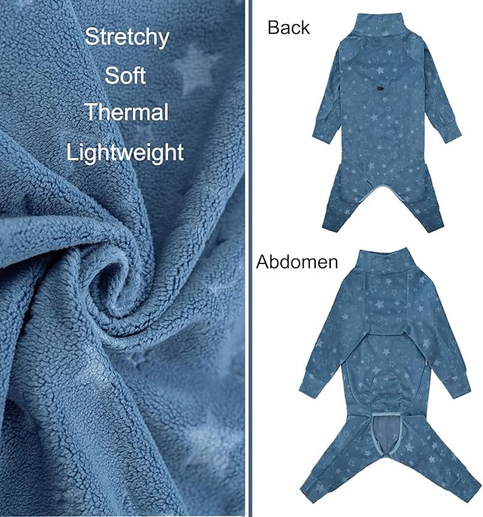 Dog Coats Autumn Winter Jumpsuit for Large Medium Dogs, Warmer Recovery Suit Polar Fleece Dog Bodysuit Lightweight Pajamas Pullover Stretchy Onesie Four-Legged Cold Weather Clothes(7XL, Blue)