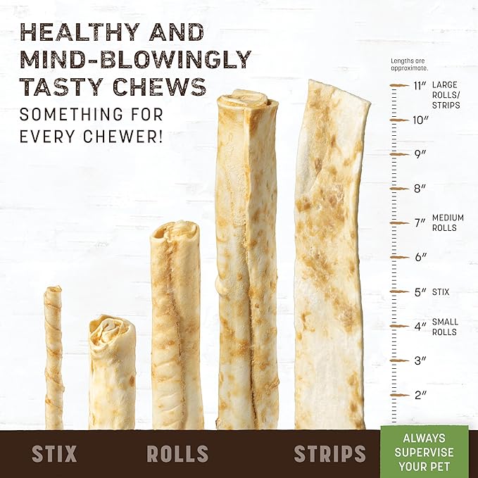 Earth Animal No Hide Medium Pork Flavored Natural Rawhide Free Dog Chews Long Lasting Chew Sticks | Treats for Large Dogs | Great for Aggressive Chewers - 6 Count