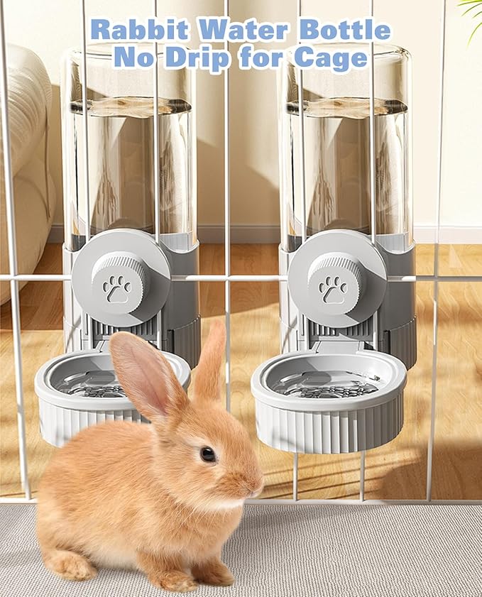 BNOSDM Rabbit Water Dispenser for Cages, 18oz 2 Pack Gravity Guinea Pig Water Bottle No Drip, Hanging Bunny Water Feeder for Chinchillas Hamsters Ferrets Squirrels (Blue)