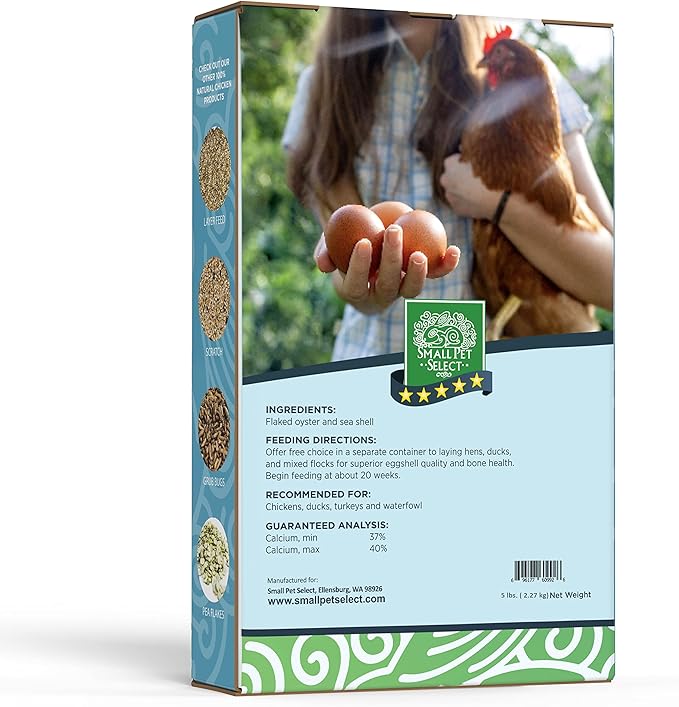 Small Pet Select Flaked Oyster and Seashell Mix-Calcium Supplement for Chickens & Ducks (5lb)