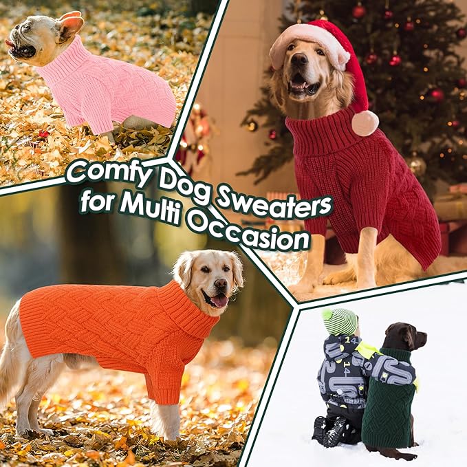 AOFITEE Dog Sweater, Dog Sweaters for Medium Dogs Girl, Warm Dogs Christmas Sweater, Winter Medium Pet Sweaters Female Male, Turtleneck Knitwear for French Bulldog, Boston Terrier (Green, M)