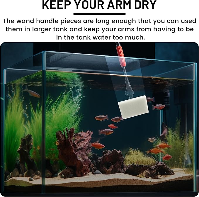 Aquarium Glass Cleaner, 7 in 1 Algae Remover for Fish Tank, Aquarium Cleaning Kit with Long Handle, Aquarium Net, Algae Scraper, Sponge Brush