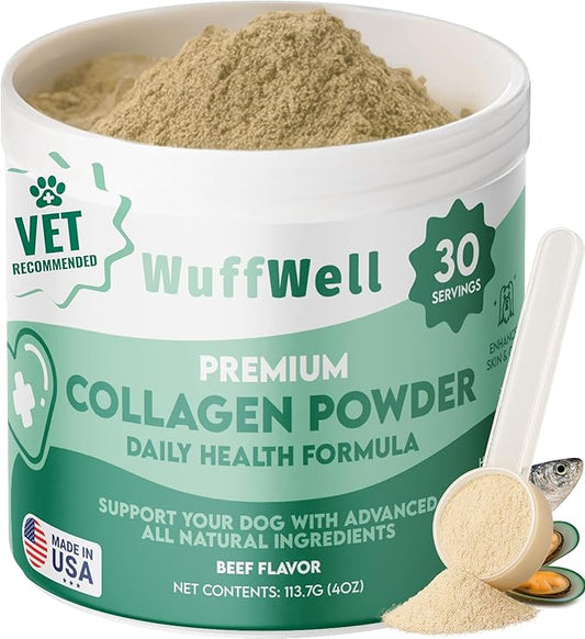 Daily Collagen for Dogs - Boosts Muscle Health & Overall Stamina - Premium All Natural Ingredients Dog Collagen Powder - Supports Mobility and Flexibility, Easy to Mix Powder, Made in USA