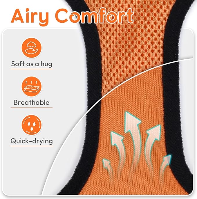 Dooradar Cat Harness and Leash Set, Escape Proof Safe Adjustable Kitten Vest Harnesses for Walking, Easy Control Soft Breathable Mesh Jacket with Reflective Strips for Cats, Orange, S