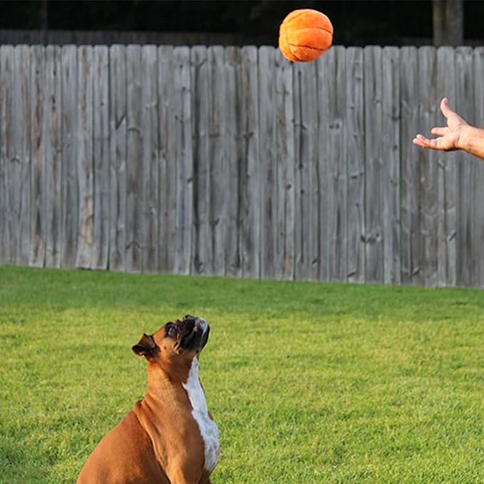 Jeffers Pet Plush Dog Toy with Squeaker, Sports Football 8" - Soft Crinkle Fabric, Safe & Durable, Healthy Fun for Small & Medium Dogs, Interactive Play, Fetch, Tug - Best Gift for Active Games