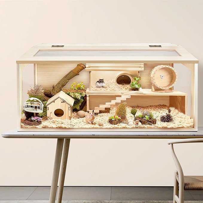 Prolee Hamster Cage Chew Proof Wood, 48 Inch Mice and Rat Habitat Openable Top with Acrylic Sheets Solid Built, 48 x 19.5 x 19.5 Inch