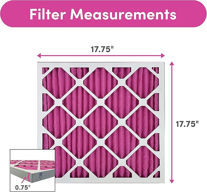 18x18x1 Air Filter by Colorfil | Color Changing Filters for Cat and Dog Odor | MERV 8 Furnace AC Filter for Pet Hair and Dust | 17.75"x17.75"x0.75" Exact Size | Pack of 4