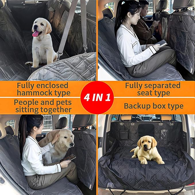 Waterproof & Nonslip Pet Car Seat Cover for Cars,Trucks,SUVs-Durable Dog Back Seat Protector with Universal Fit.
