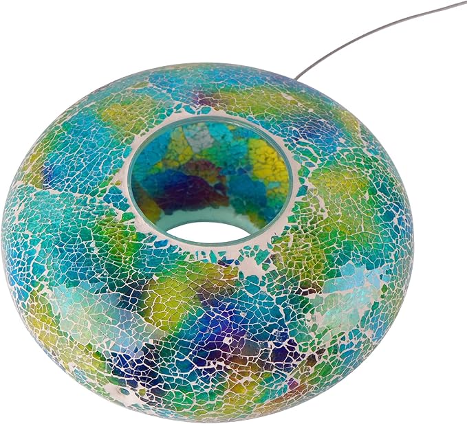 Topadorn Outdoor Bird Feeder - Decorative Mosaic Circle Fly Through Design for Birds