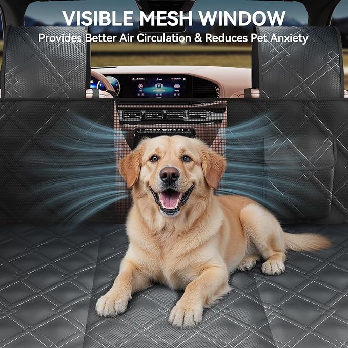 Back Seat Extender for Dogs – Waterproof Dog Seat Cover for Back Seat with Door Protection, Hard Bottom, Holds 420 lbs Dog Hammock for Cars, SUVs & Small Trucks