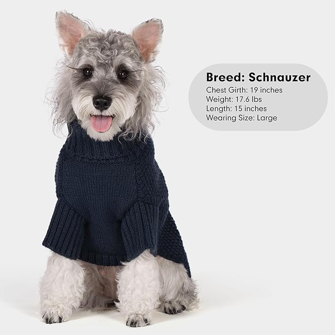 cyeollo Small Dog Sweater, Warm Turtleneck Sweaters for Small Dogs Boy, Knit Doggy Sweatshirt with Sleeves Fall Winter Pullover Cold Weather Dog Clothes for Indoor & Outdoor Wear, Navy S